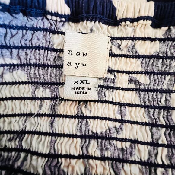 A New Day Dress Boho Cottagecore Navy Floral Maxi Aline Smocked Back XXL - Picture 8 of 10